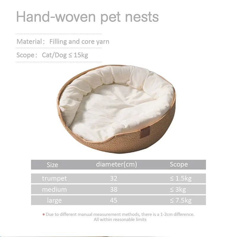 Handwoven Bamboo-Style Pet Bed