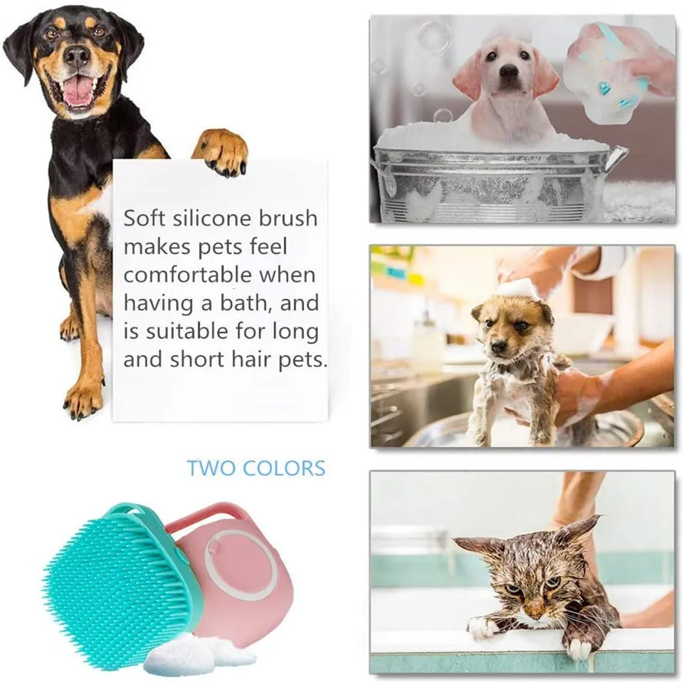 Pet Bath Massage Brush with Shampoo Box