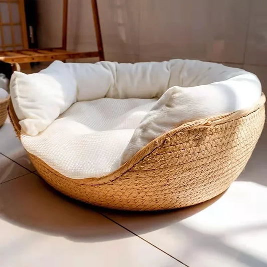 Handwoven Bamboo-Style Pet Bed