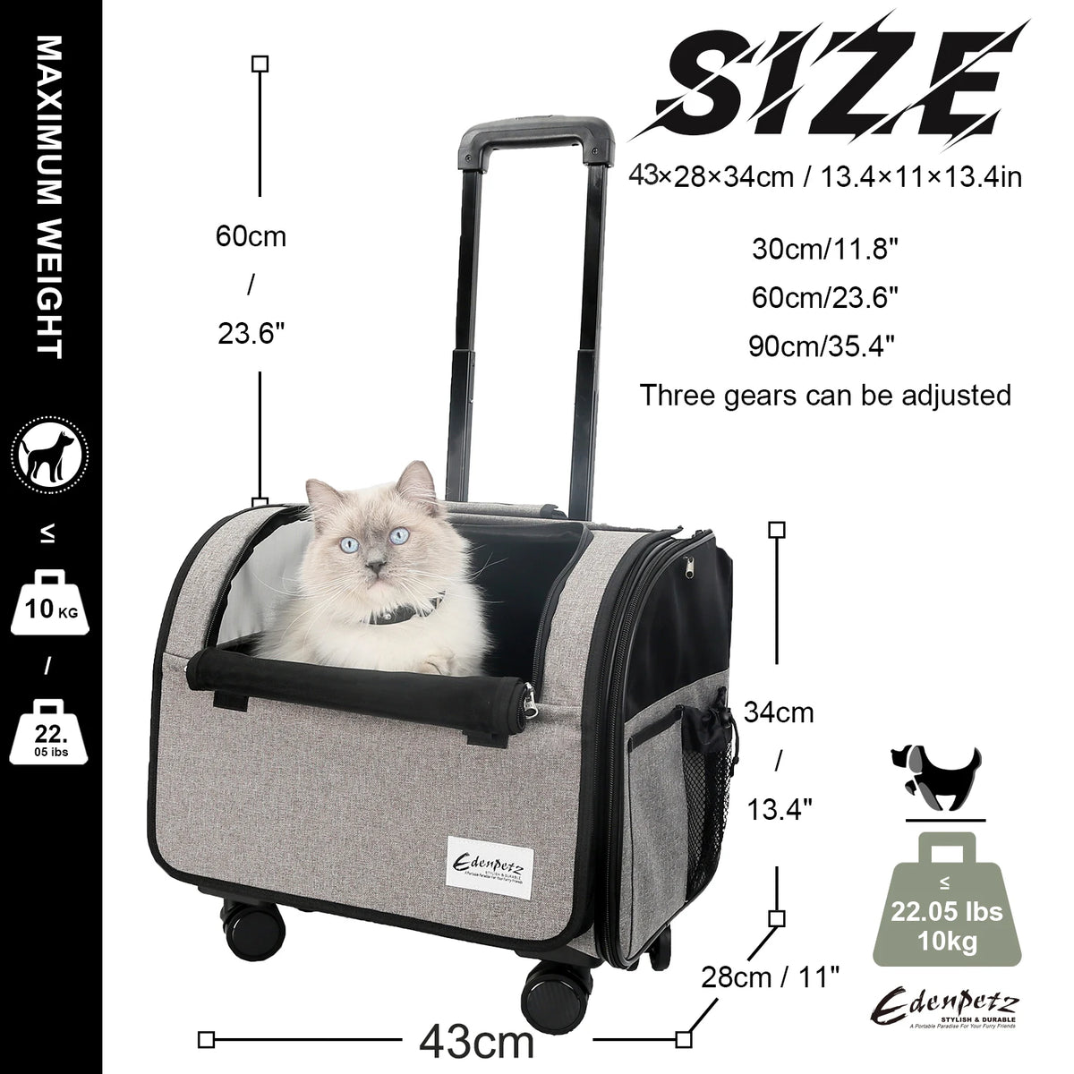 Pet Wheel Carrier Trolley Travel Suitcase