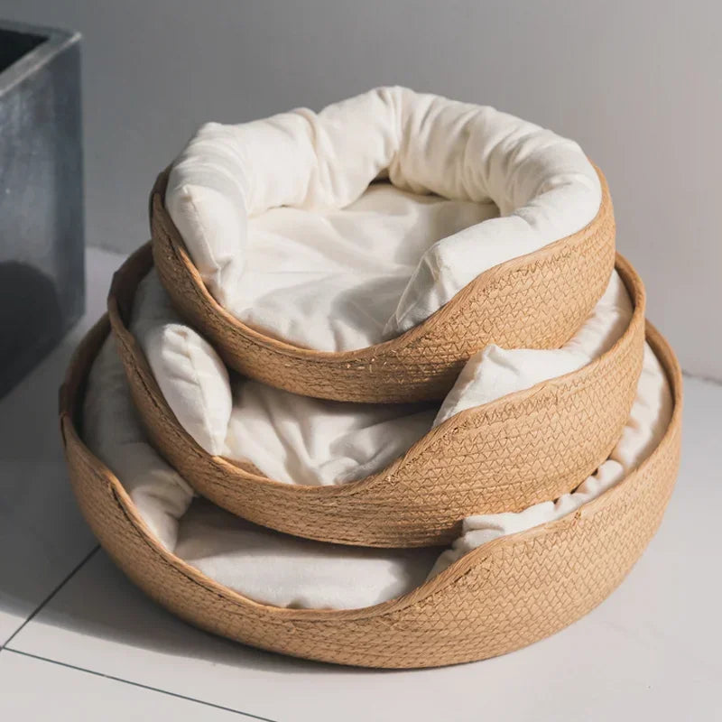 Handwoven Bamboo-Style Pet Bed