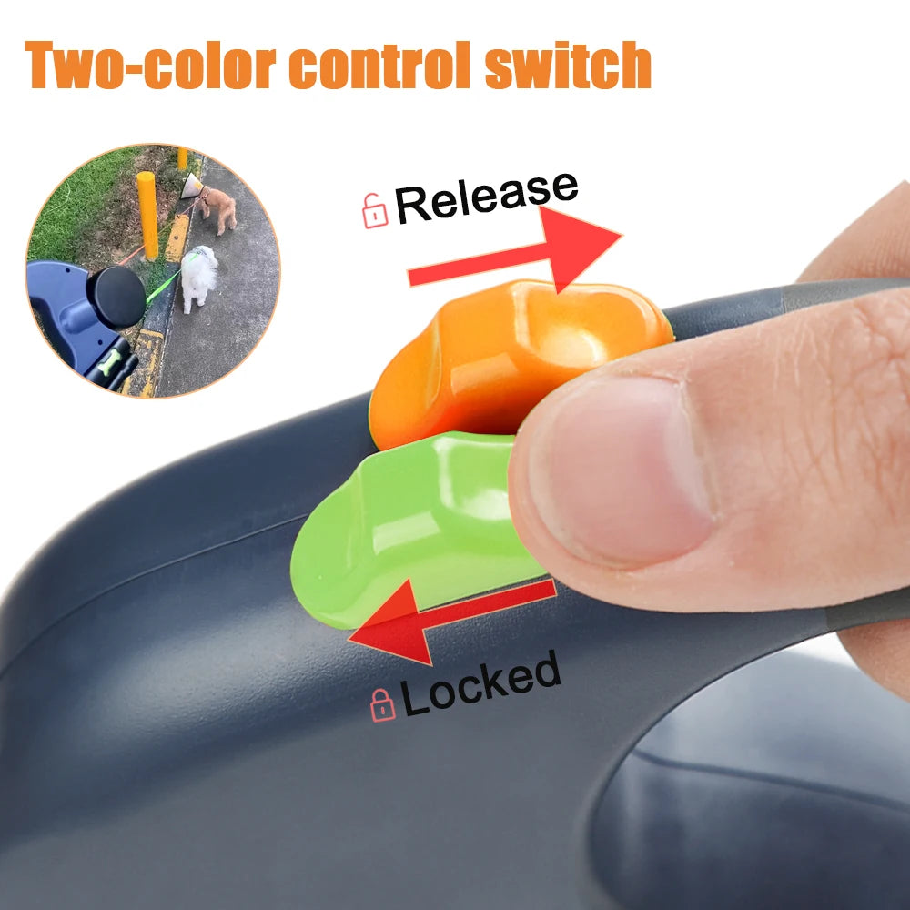 Dual Retractable Dog Traction Rope with Flashlight