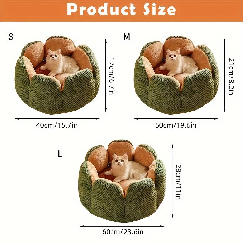 Pet Plush Petal Shaped Bed with Knitted Texture